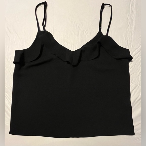 III Ruffle in front & back Cami Top Blouse Black Adjustable Spaghetti Strap - Picture 4 of 11